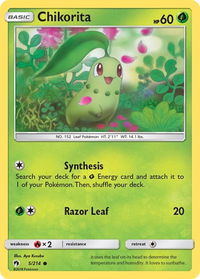 Chikorita (5) - SM - Lost Thunder (SM8) #5/214 - Common Pokémon Trading Card