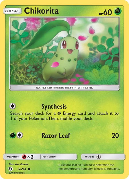 Chikorita (5) - SM - Lost Thunder Pokémon trading card