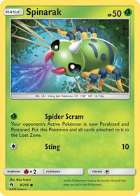 Spinarak - SM - Lost Thunder (SM8) #9/214 - Common Pokémon Trading Card