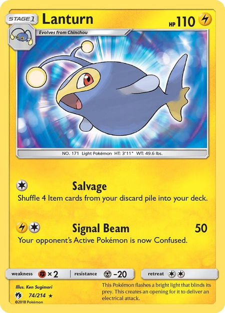 Lanturn - SM - Lost Thunder Pokémon trading card