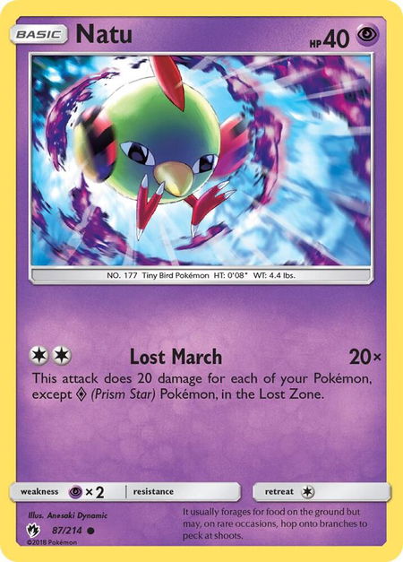 Natu - SM - Lost Thunder Pokémon trading card