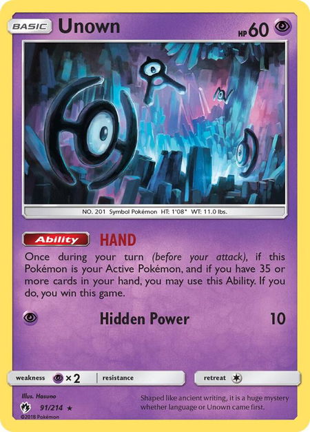 Unown (91) - SM - Lost Thunder Pokémon trading card