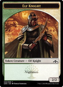 Elf Knight // Saproling Double-Sided Token - Guilds of Ravnica: Guild Kits (GR1) #6 // 8 - Token Magic: The Gathering Trading Card