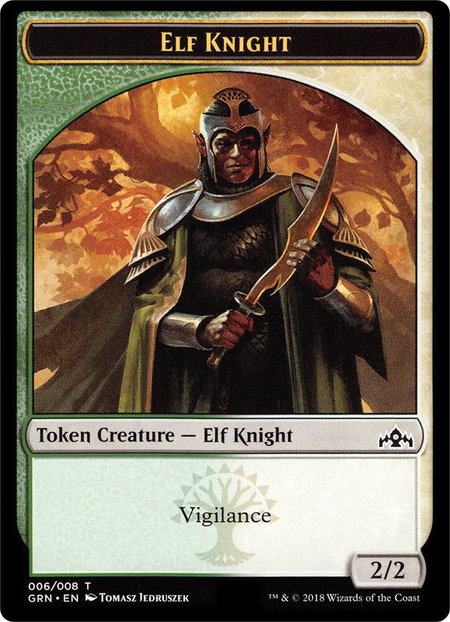 Elf Knight // Saproling Double-Sided Token - Guilds of Ravnica: Guild Kits Magic: The Gathering trading card