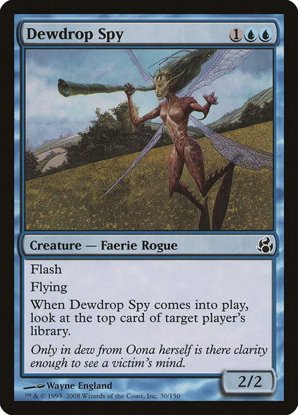 Dewdrop Spy trading card from Morningtide Dewdrop Spy - Morningtide Magic: The Gathering trading card