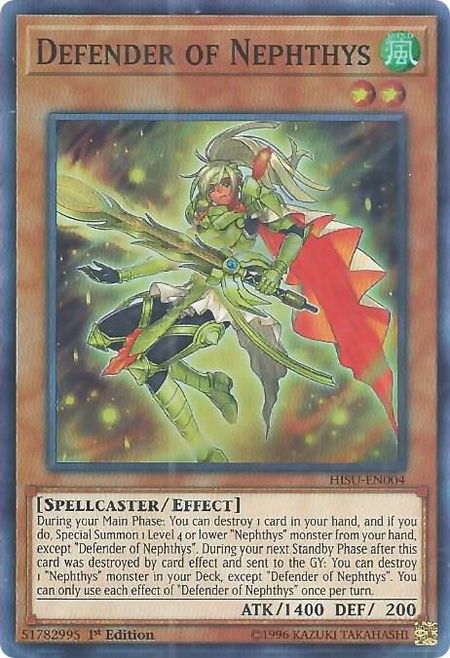 Defender of Nephthys - Hidden Summoners YuGiOh trading card