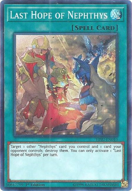 Last Hope of Nephthys - Hidden Summoners YuGiOh trading card