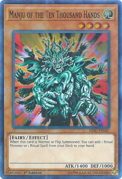 Manju of the Ten Thousand Hands trading card from Hidden Summoners Manju of the Ten Thousand Hands - Hidden Summoners YuGiOh trading card