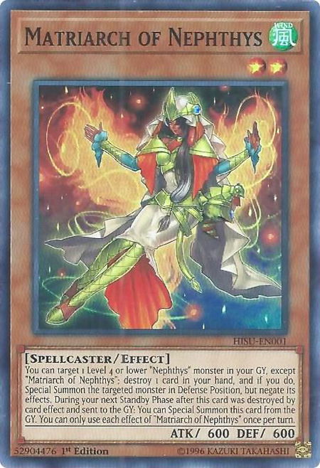 Matriarch of Nephthys - Hidden Summoners YuGiOh trading card
