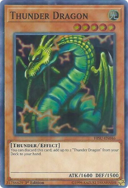 Thunder Dragon trading card from Hidden Summoners Thunder Dragon - Hidden Summoners YuGiOh trading card