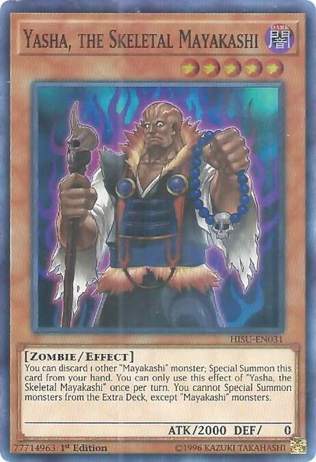 Yasha, the Skeletal Mayakashi - Hidden Summoners YuGiOh trading card