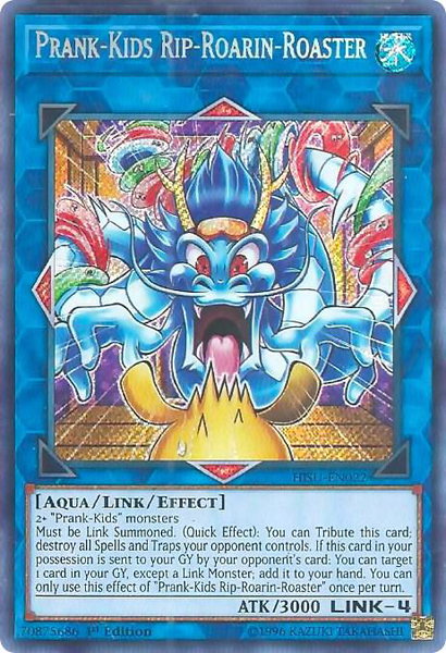 Prank-Kids Rip-Roarin-Roaster trading card from Hidden Summoners Prank-Kids Rip-Roarin-Roaster - Hidden Summoners YuGiOh trading card