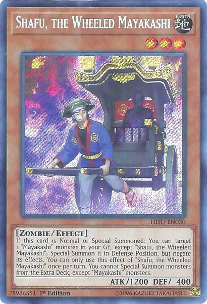 Shafu, the Wheeled Mayakashi trading card from Hidden Summoners Shafu, the Wheeled Mayakashi - Hidden Summoners YuGiOh trading card
