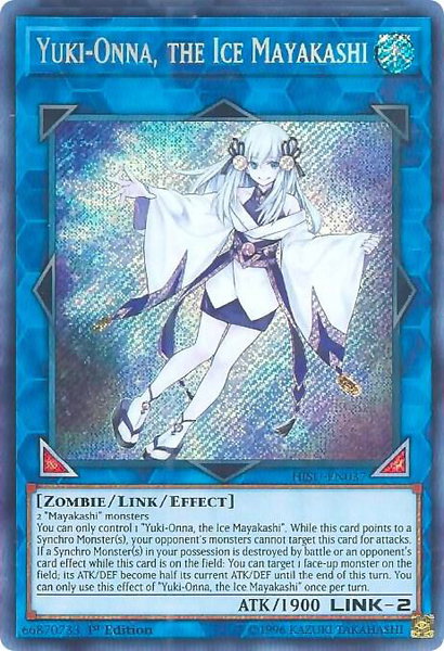 Yuki-Onna, the Ice Mayakashi trading card from Hidden Summoners Yuki-Onna, the Ice Mayakashi - Hidden Summoners YuGiOh trading card