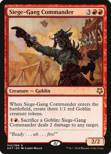 Siege-Gang Commander trading card from Magic Game Night Siege-Gang Commander - Magic Game Night Magic: The Gathering trading card