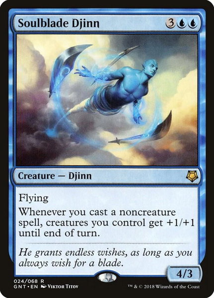 Soulblade Djinn trading card from Magic Game Night Soulblade Djinn - Magic Game Night Magic: The Gathering trading card