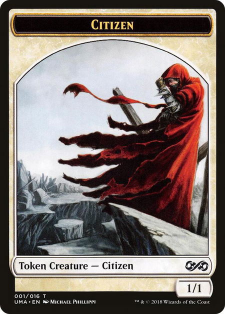 Citizen Token trading card from Ultimate Masters Citizen Token - Ultimate Masters Magic: The Gathering trading card