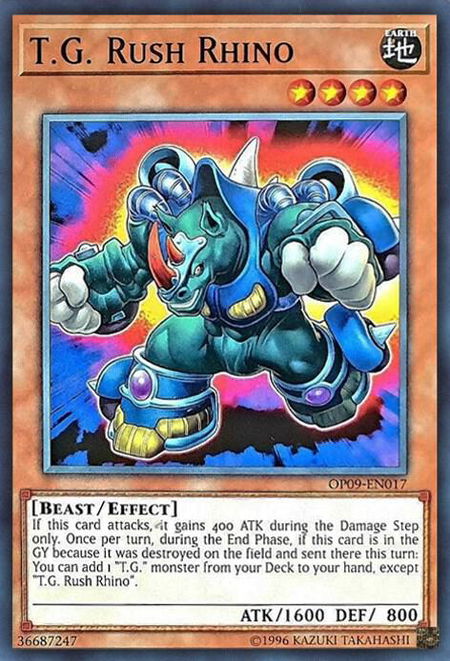 T.G. Rush Rhino trading card from OTS Tournament Pack 9 T.G. Rush Rhino - OTS Tournament Pack 9 YuGiOh trading card