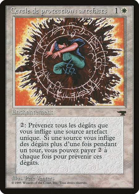Circle of Protection: Artifacts (French) - "Cercle de protection: artefacts" trading card from Renaissance Circle of Protection: Artifacts (French) - "Cercle de protection: artefacts" - Renaissance Magic: The Gathering trading card