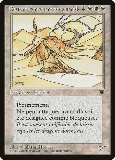 Elder Land Wurm (French) - "Guivre terrestre ancestorale" trading card from Renaissance Elder Land Wurm (French) - "Guivre terrestre ancestorale" - Renaissance Magic: The Gathering trading card