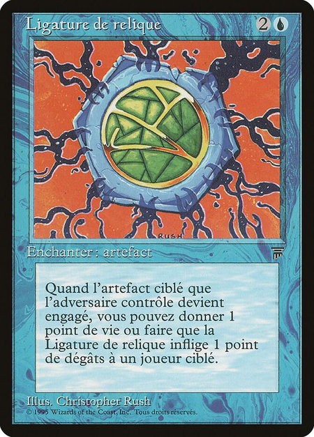 Relic Bind (French) - "Ligature de relique" trading card from Renaissance Relic Bind (French) - "Ligature de relique" - Renaissance Magic: The Gathering trading card