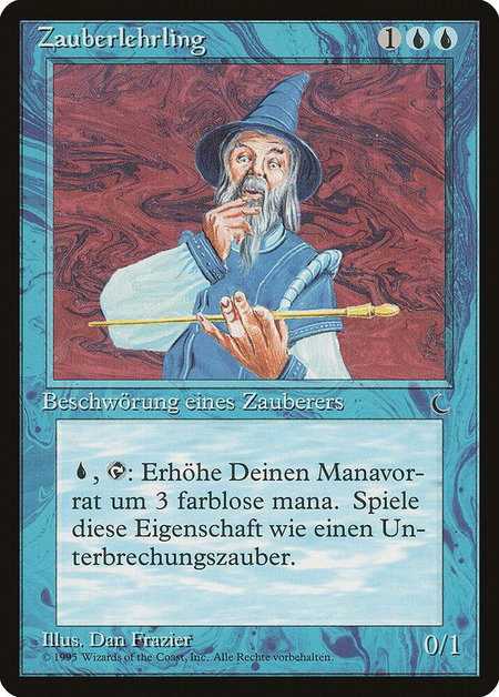 Apprentice Wizard (German) - "Zauberlehrling" - Renaissance Magic: The Gathering trading card