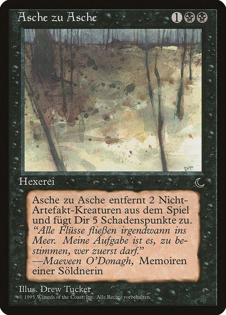 Ashes to Ashes (German) - "Asche zu Asche" trading card from Renaissance Ashes to Ashes (German) - "Asche zu Asche" - Renaissance Magic: The Gathering trading card