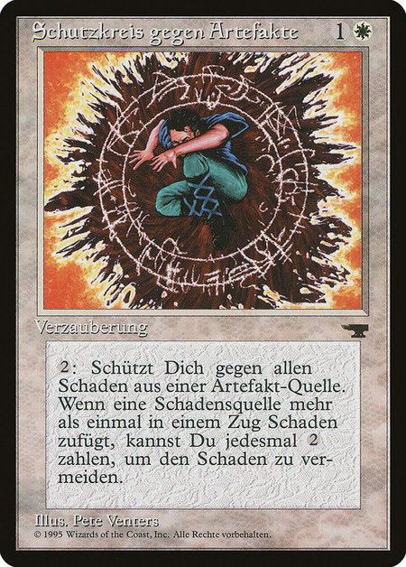 Circle of Protection: Artifacts (German) - "Schutzkreis gegen Artefakte" - Renaissance Magic: The Gathering trading card