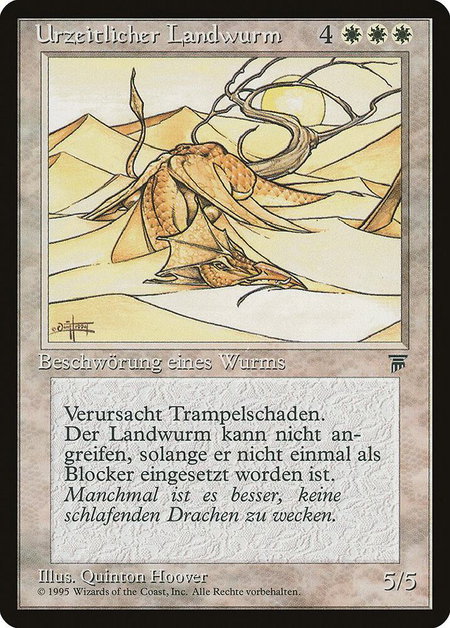 Elder Land Wurm (German) - "Urzeitlicher Landwurm" trading card from Renaissance Elder Land Wurm (German) - "Urzeitlicher Landwurm" - Renaissance Magic: The Gathering trading card