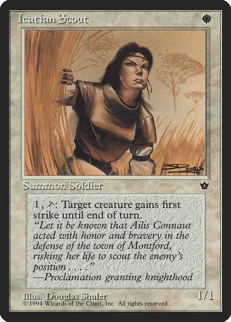 Icatian Scout (Shuler) trading card from Fallen Empires Icatian Scout (Shuler) - Fallen Empires Magic: The Gathering trading card