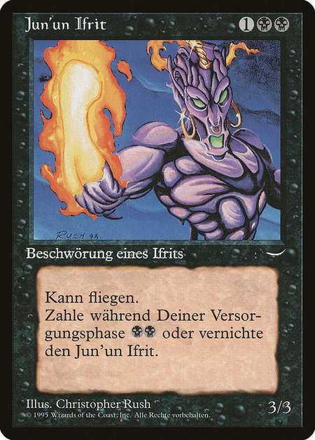 Junun Efreet (German) - "Jun'un Ifrit" trading card from Renaissance Junun Efreet (German) - "Jun'un Ifrit" - Renaissance Magic: The Gathering trading card