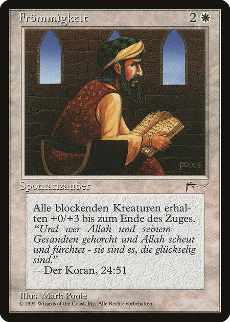 Piety (German) - "Frommigkeit" trading card from Renaissance Piety (German) - "Frommigkeit" - Renaissance Magic: The Gathering trading card