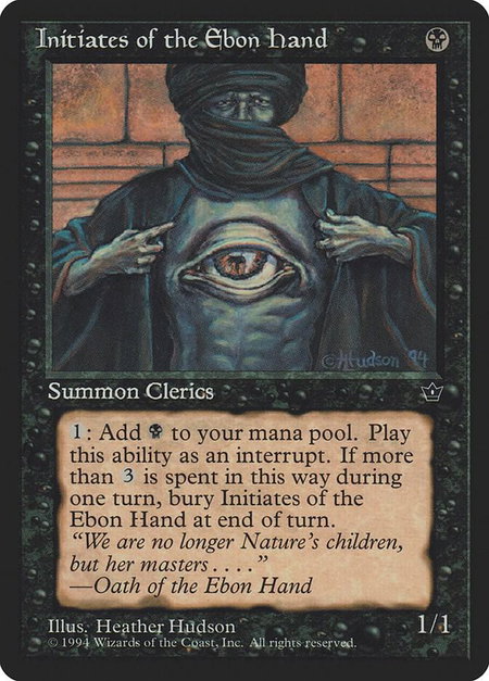 Initiates of the Ebon Hand (Hudson) trading card from Fallen Empires Initiates of the Ebon Hand (Hudson) - Fallen Empires Magic: The Gathering trading card