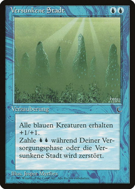 Sunken City (German) - "Versunkene Stadt" trading card from Renaissance Sunken City (German) - "Versunkene Stadt" - Renaissance Magic: The Gathering trading card