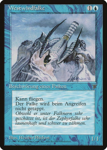 Zephyr Falcon (German) - "Westwindfalke" trading card from Renaissance Zephyr Falcon (German) - "Westwindfalke" - Renaissance Magic: The Gathering trading card