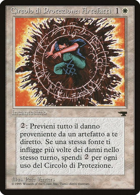 Circle of Protection: Artifacts (Italian) - "Circolo di Protezione: Artefatti" trading card from Renaissance Circle of Protection: Artifacts (Italian) - "Circolo di Protezione: Artefatti" - Renaissance Magic: The Gathering trading card