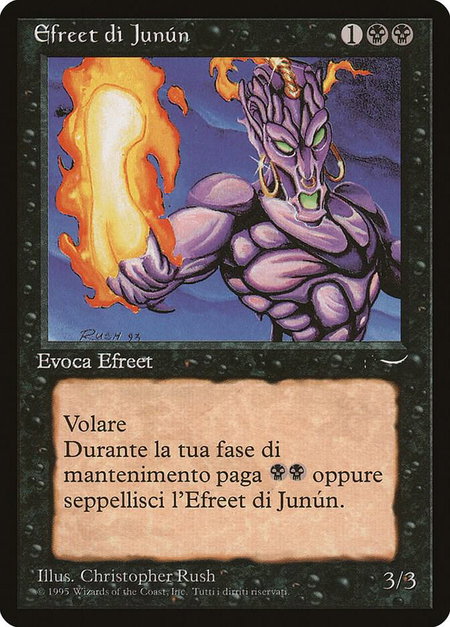 Junun Efreet (Italian) - "Efreet di Junun" trading card from Renaissance Junun Efreet (Italian) - "Efreet di Junun" - Renaissance Magic: The Gathering trading card
