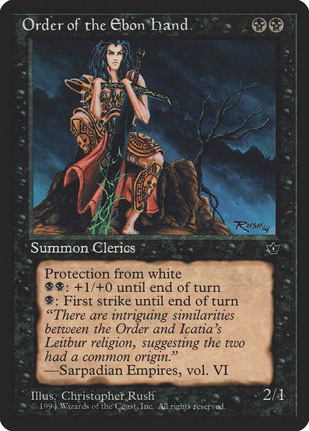 Order of the Ebon Hand (Rush) trading card from Fallen Empires Order of the Ebon Hand (Rush) - Fallen Empires Magic: The Gathering trading card