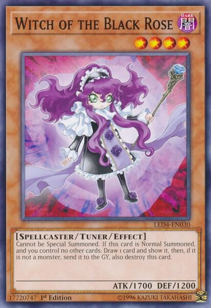 Witch of the Black Rose trading card from Legendary Duelists: Sisters of the Rose Witch of the Black Rose - Legendary Duelists: Sisters of the Rose YuGiOh trading card