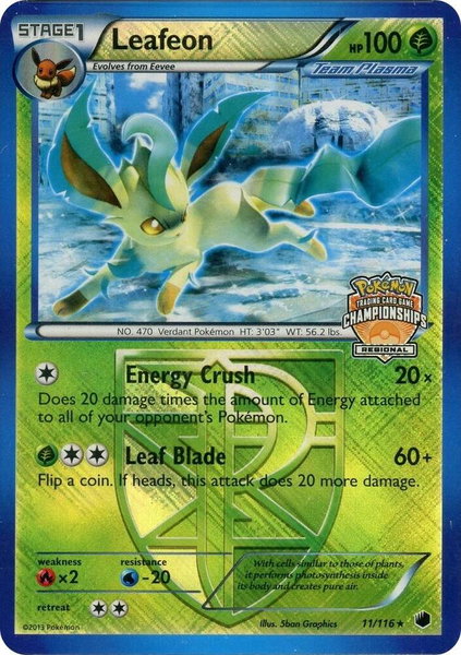Leafeon - 11/116 (Regional Championship Promo) trading card from League & Championship Cards Leafeon - 11/116 (Regional Championship Promo) - League & Championship Cards Pokémon trading card