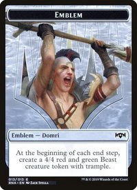 Emblem - Domri, Chaos Bringer - Ravnica Allegiance (RNA) #13 - Token Magic: The Gathering Trading Card
