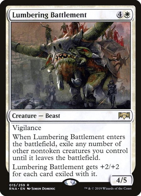 Lumbering Battlement trading card from Ravnica Allegiance Lumbering Battlement - Ravnica Allegiance Magic: The Gathering trading card