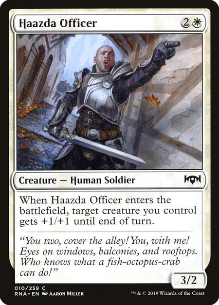 Haazda Officer trading card from Ravnica Allegiance Haazda Officer - Ravnica Allegiance Magic: The Gathering trading card