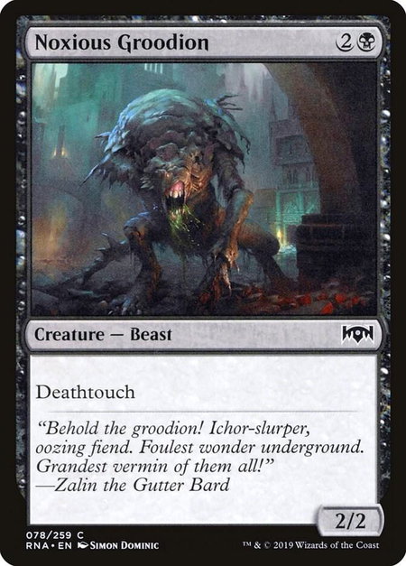 Noxious Groodion trading card from Ravnica Allegiance Noxious Groodion - Ravnica Allegiance Magic: The Gathering trading card