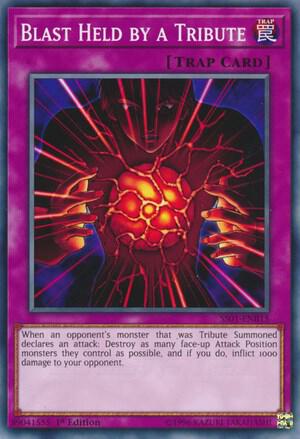 Blast Held by a Tribute trading card from Speed Duel Decks: Destiny Masters Blast Held by a Tribute - Speed Duel Decks: Destiny Masters YuGiOh trading card