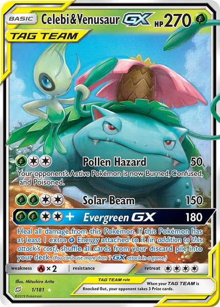 Celebi & Venusaur GX trading card from SM - Team Up Celebi & Venusaur GX - SM - Team Up Pokémon trading card