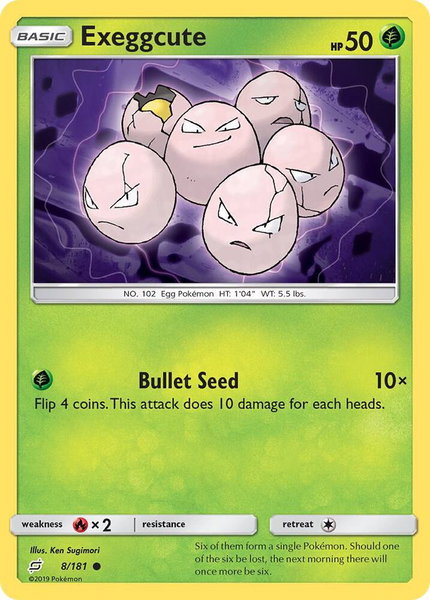 Exeggcute trading card from SM - Team Up Exeggcute - SM - Team Up Pokémon trading card