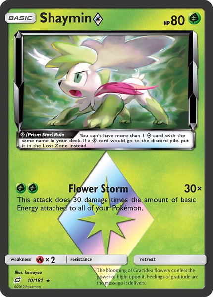 Shaymin Prism Star trading card from SM - Team Up Shaymin Prism Star - SM - Team Up Pokémon trading card