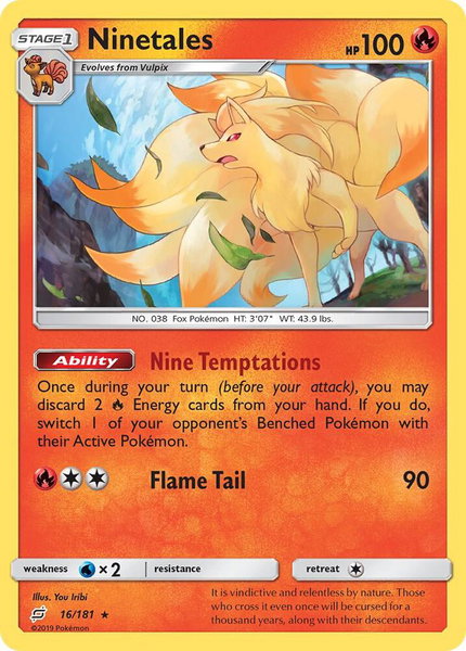 Ninetales trading card from SM - Team Up Ninetales - SM - Team Up Pokémon trading card