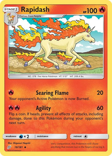 Rapidash trading card from SM - Team Up Rapidash - SM - Team Up Pokémon trading card